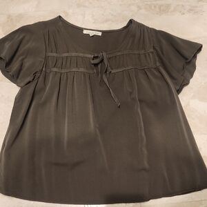 Copper Key Charcoal Blouse with Tie Detail